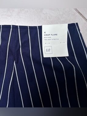 GAP Navy Vertical White Pinstripe Crop Flare Pants